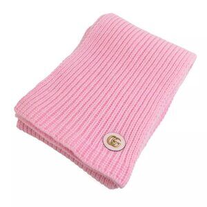 Auth GUCCI GG Marmont Muffler Scarf Pink Wool/Cashmere/Goldtone - e59980n